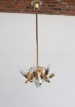 Mid-Century Italian Murano Glass and Brass "Lily Leaf" Chandelier by Franco Luce - Image 3