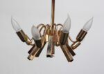 Mid-Century Italian Murano Glass and Brass "Lily Leaf" Chandelier by Franco Luce - Image 14