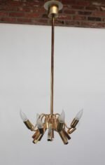 Mid-Century Italian Murano Glass and Brass "Lily Leaf" Chandelier by Franco Luce - Image 4
