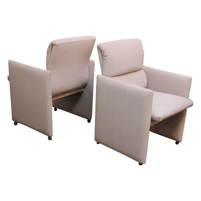 Pair of Vintage Preview Accent Chairs on Brass Caster Wheels