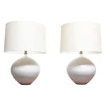 Pair of Oversized White Ceramic Table Lamps by Lee Rosen for Design Technics