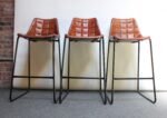 Set of Three Italian Vintage Leatherette and Wrought Iron Barstools - Image 5