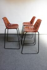 Set of Three Italian Vintage Leatherette and Wrought Iron Barstools - Image 8