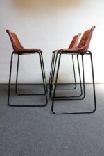 Set of Three Italian Vintage Leatherette and Wrought Iron Barstools - Image 9
