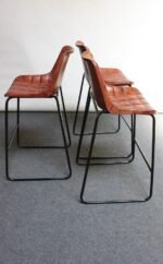 Set of Three Italian Vintage Leatherette and Wrought Iron Barstools - Image 7