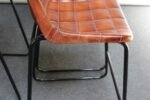 Set of Three Italian Vintage Leatherette and Wrought Iron Barstools - Image 18
