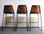 Set of Three Italian Vintage Leatherette and Wrought Iron Barstools - Image 10