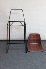 Set of Three Vintage Italian Steel and Iron Barstools with Leatherette Seats - Image 12