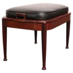 Danish Modern Stained Teak and Vinyl Ottoman / Stool