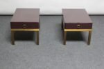 Pair of French Moderne Lacquered Mahogany and Brass Nightstands by Guy Lefèvre - Image 2