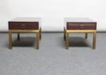 Pair of French Moderne Lacquered Mahogany and Brass Nightstands by Guy Lefèvre - Image 6