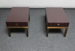 Pair of French Moderne Lacquered Mahogany and Brass Nightstands by Guy Lefèvre - Image 3