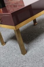 Pair of French Moderne Lacquered Mahogany and Brass Nightstands by Guy Lefèvre - Image 27