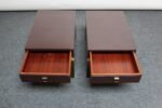 Pair of French Moderne Lacquered Mahogany and Brass Nightstands by Guy Lefèvre - Image 15