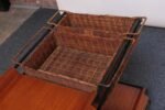 Italian Modernist Iron Bar Cart / Trolley with Plywood and Wicker Inserts - Image 14