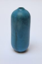 Scandinavian Modern Cerulean Stoneware "Bullet" Bud Vase - Image 9