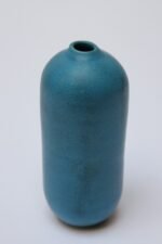 Scandinavian Modern Cerulean Stoneware "Bullet" Bud Vase - Image 8