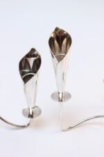 Pair of Danish Modern Silver-Plated Calla Lily Candle Holders by Hans Jensen - Image 9