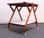 Italian Modernist Two-Tier Walnut Bar Cart/Trolley on Casters - Image 2