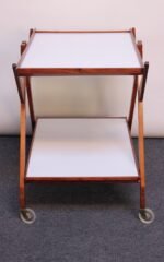 Italian Modernist Two-Tier Walnut Bar Cart/Trolley on Casters - Image 5