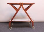 Italian Modernist Two-Tier Walnut Bar Cart/Trolley on Casters - Image 4
