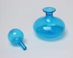 Petite Murano Blown Striated Turquoise Glass Bottle With Stopper - Image 3