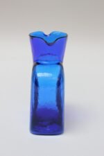 Vintage Blenko Blown Glass Cobalt Double Spout Pitcher - Image 3