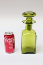 Vintage Chartreuse Green Blown Glass Decanter With Stopper - Image 5
