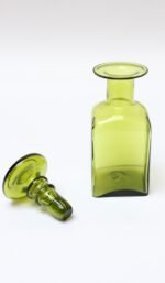 Vintage Chartreuse Green Blown Glass Decanter With Stopper - Image 3