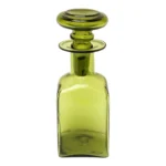Vintage Chartreuse Green Blown Glass Decanter With Stopper