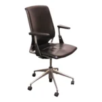 Italian Alberto Meda Adjustable Office Chair for Vitra in Aluminum and Black Leather