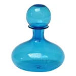 Petite Murano Blown Striated Turquoise Glass Bottle With Stopper