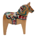 Vintage Swedish Natural Wood Grain Hand-Painted Dala Horse by Nils Olsson