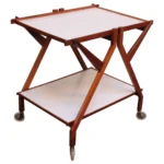 Italian Modernist Two-Tier Walnut Bar Cart/Trolley on Casters