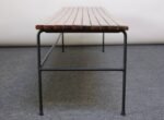 Arthur Umanoff Birch and Iron Bench/Coffee Table with Rush Nesting Stools - Image 9