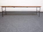 Arthur Umanoff Birch and Iron Bench/Coffee Table with Rush Nesting Stools - Image 11