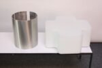 Large Mid-Century Brushed Aluminum and Cased Glass "Cruciform" Table Lamp - Image 13