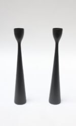 Pair of Sculptural Danish Modern Black Candlesticks - Image 2