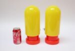 Pair of Swedish Modern "Capsule" Art Glass Table Lamps in Yellow and Red - Image 5