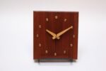 Modernist Walnut and Brass Square Wall Clock - Image 2