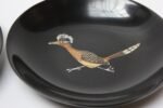 Set of Four Mid-Century Black Resin Inlaid "Roadrunners" Trays by Couroc - Image 2