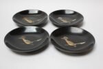Set of Four Mid-Century Black Resin Inlaid "Roadrunners" Trays by Couroc - Image 3