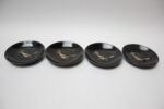 Set of Four Mid-Century Black Resin Inlaid "Roadrunners" Trays by Couroc - Image 4