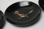 Set of Four Mid-Century Black Resin Inlaid "Roadrunners" Trays by Couroc - Image 8