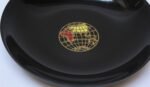 Mid-Century Black Resin Inlaid "World Globe" Plate by Couroc - Image 6