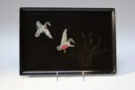 Large Rectangular Mid-Century Black Resin Inlaid "Mallard" Tray by Couroc - Image 4