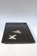 Large Rectangular Mid-Century Black Resin Inlaid "Mallard" Tray by Couroc - Image 3
