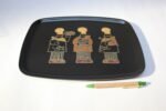 Mid-Century Black Resin Inlaid "Three Chefs" Tray by Couroc - Image 7
