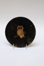 Mid-Century Couroc Black Resin Inlaid "Owl" Plate - Image 3
