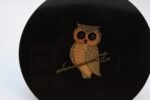 Mid-Century Couroc Black Resin Inlaid "Owl" Plate - Image 6